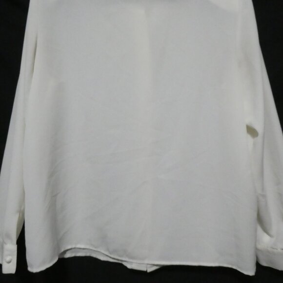 SUSAN HUTTON | size 14 | Elegant White Dress Shirt | Shoulder Pads | Polyester - Picture 13 of 14